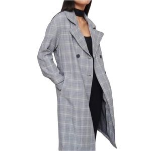 NWT Dynamite Belted Plaid Trench Coat Size S